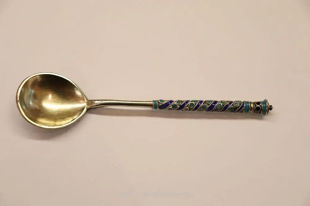 Silver Spoon - Champlevé enamel 84 silver mark "BC", Imperial... — photo 6