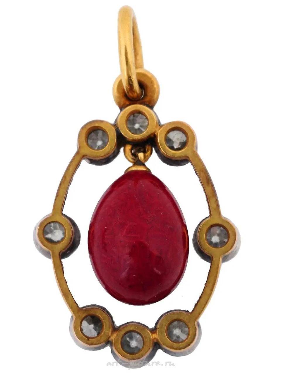 RUSSIAN SILVER GOLD EGG SHAPED PURPURIN PENDANT — photo 4
