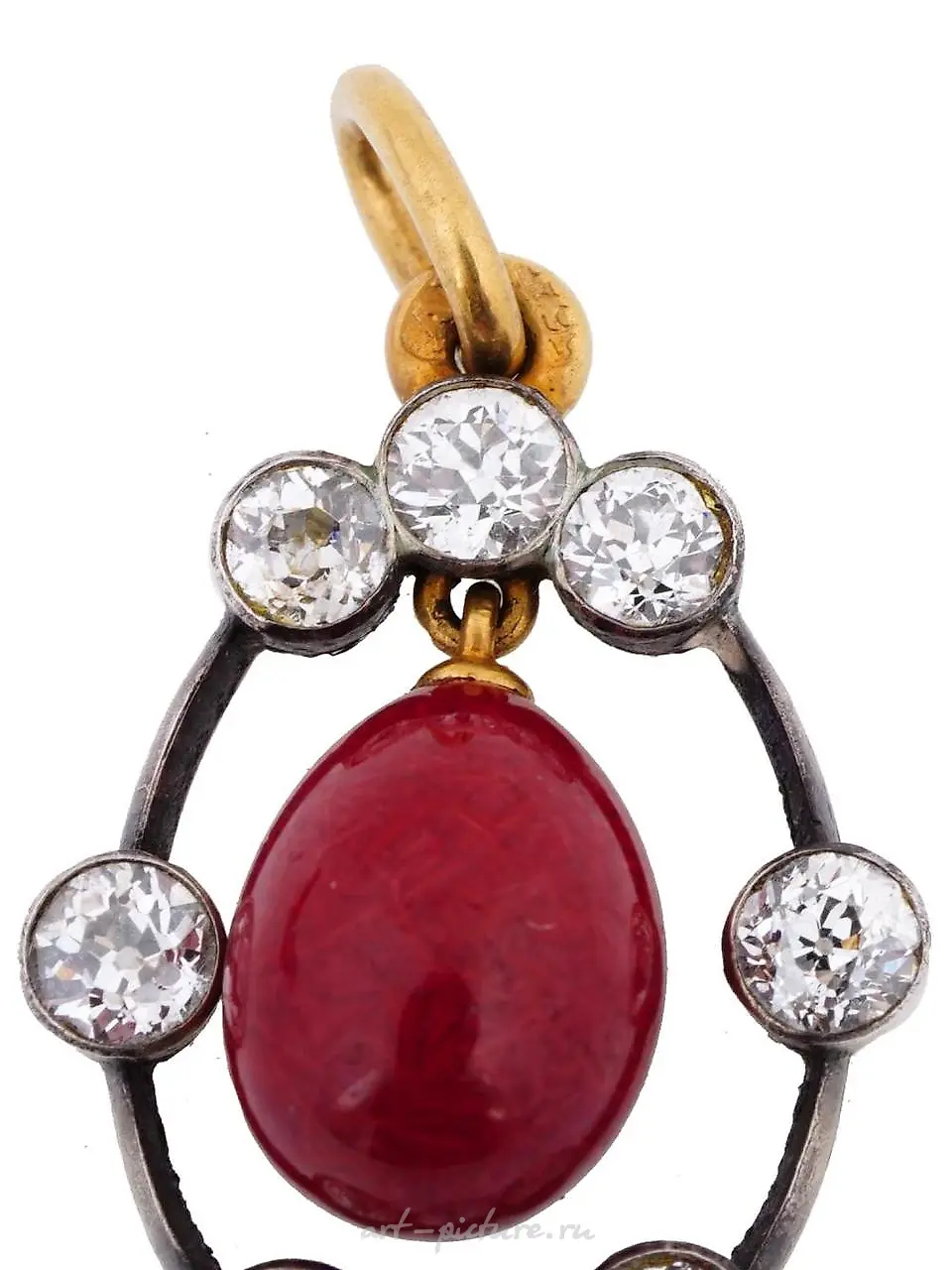 RUSSIAN SILVER GOLD EGG SHAPED PURPURIN PENDANT — photo 5