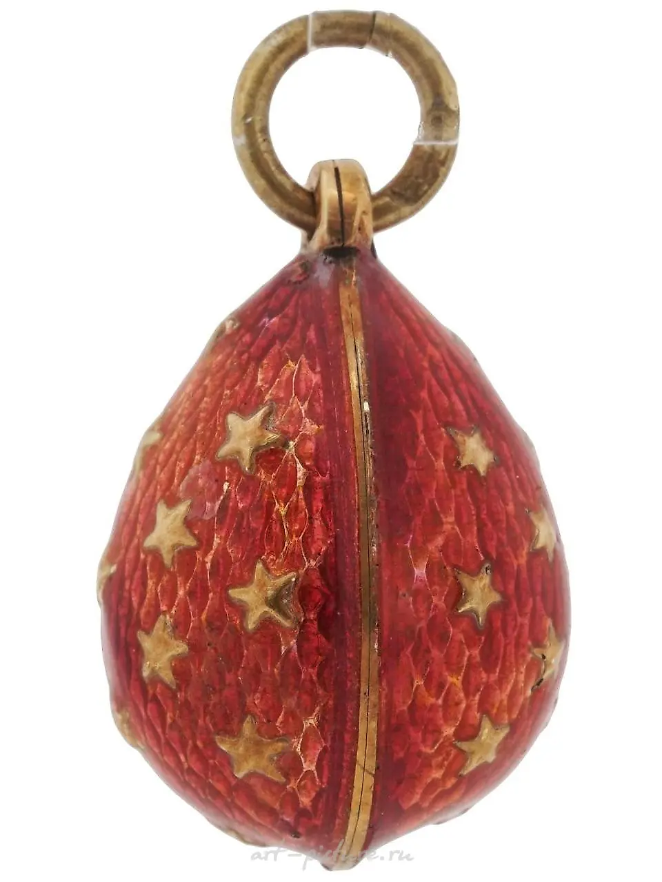 RUSSIAN 84 GILT SILVER ENAMEL EGG PENDANT — photo 2