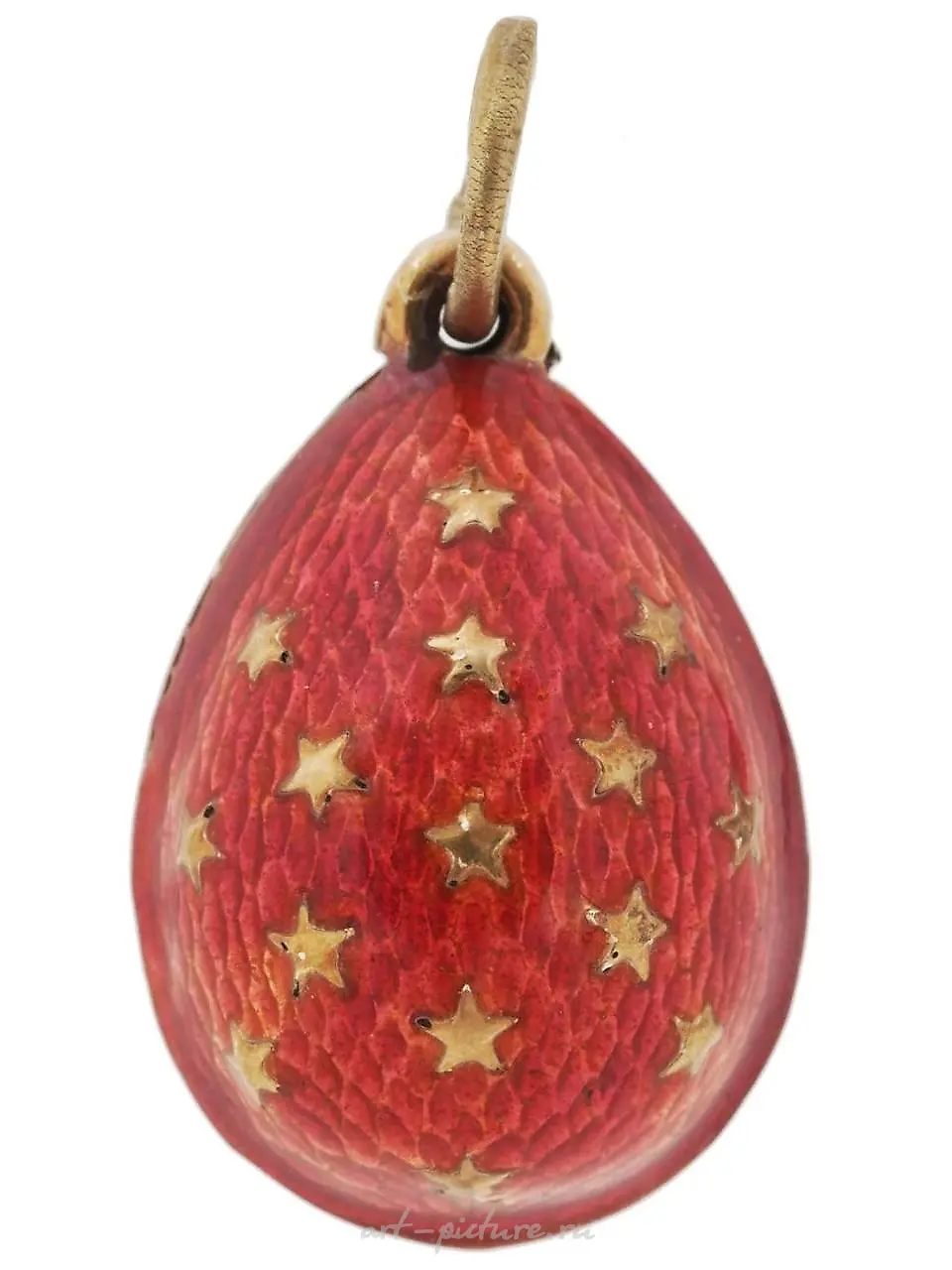 RUSSIAN 84 GILT SILVER ENAMEL EGG PENDANT — photo 3