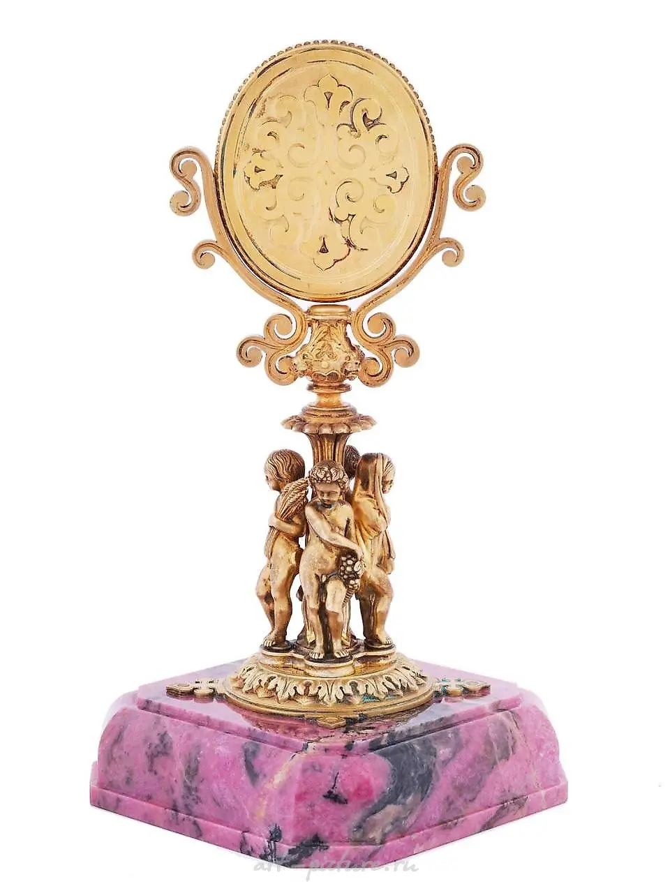 RUSSIAN 88 GILT SILVER FRAME ON RHODONITE PEDESTAL — photo 4