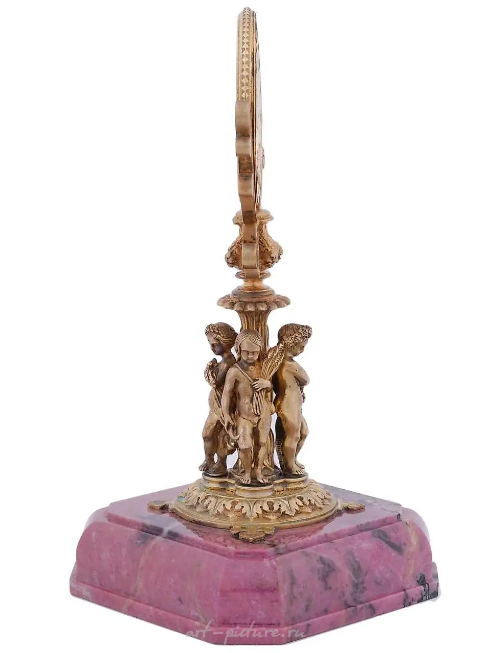 RUSSIAN 88 GILT SILVER FRAME ON RHODONITE PEDESTAL — photo 3