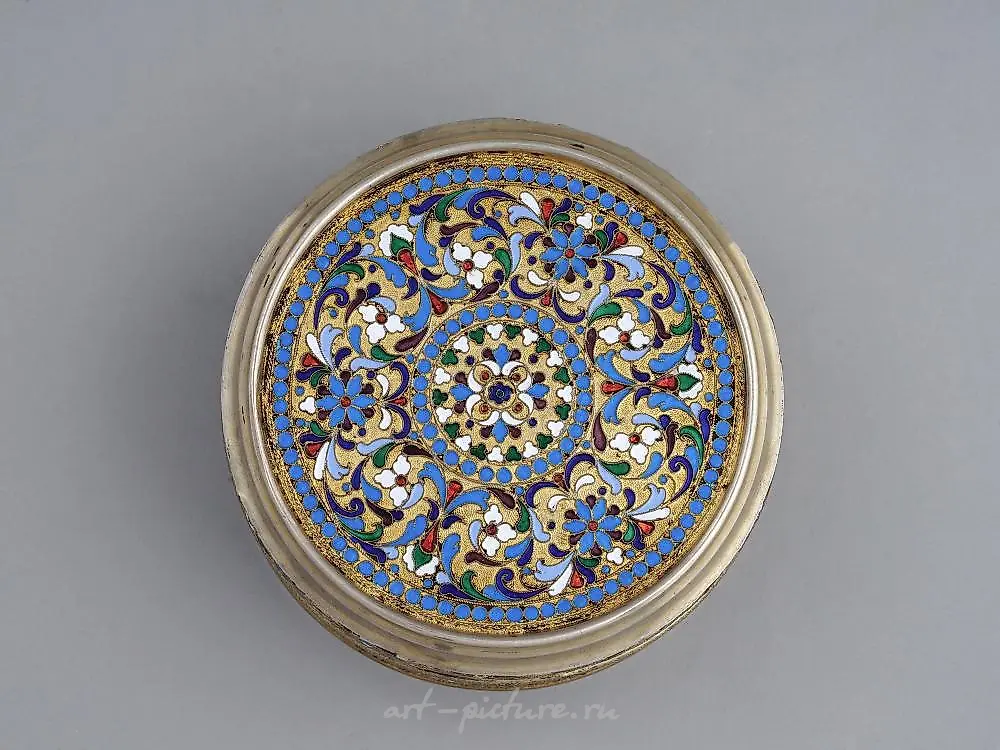 A LARGE RUSSIAN SILVER AND CLOISONNE ENAMEL JEWELRY BOX — photo 3