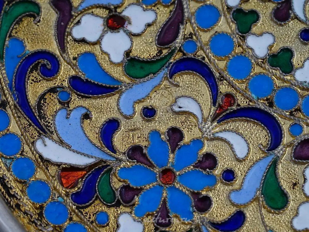 A LARGE RUSSIAN SILVER AND CLOISONNE ENAMEL JEWELRY BOX — photo 5