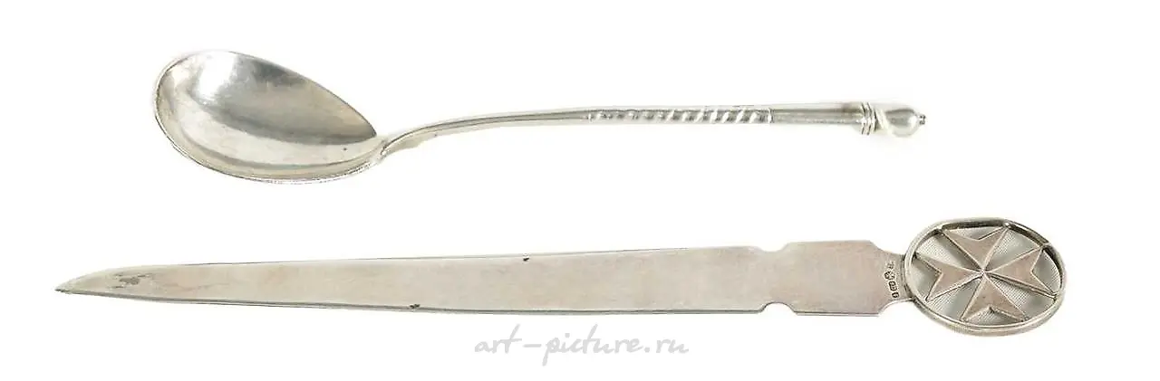 A 19th century Russian silver spoon and hallmarked silver pa...