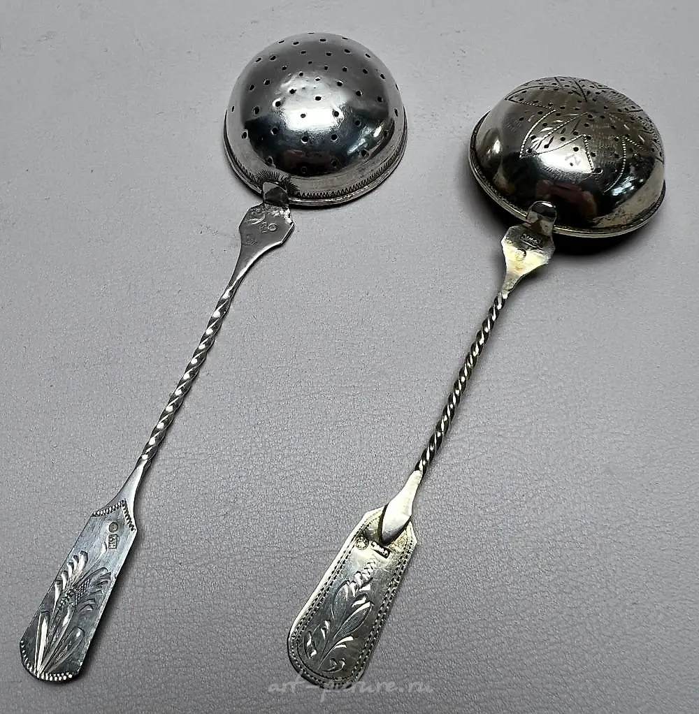 Two Imperial Russian 84-Silver Tea Strainers, 3.3 ozt — photo 6