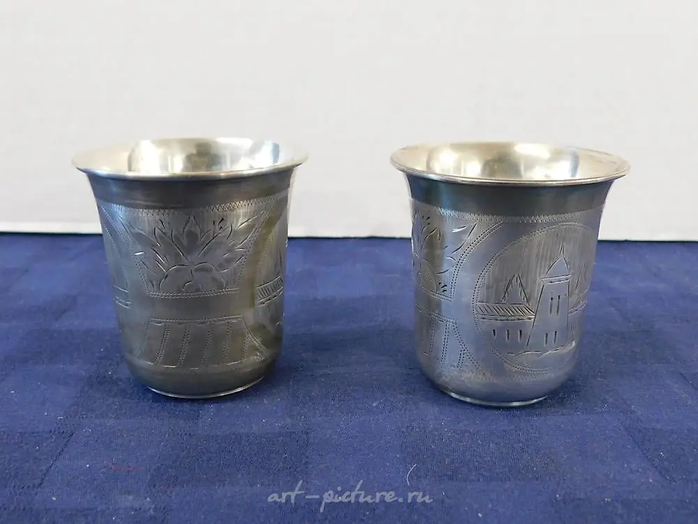 4 Russian silver Kiddush cups