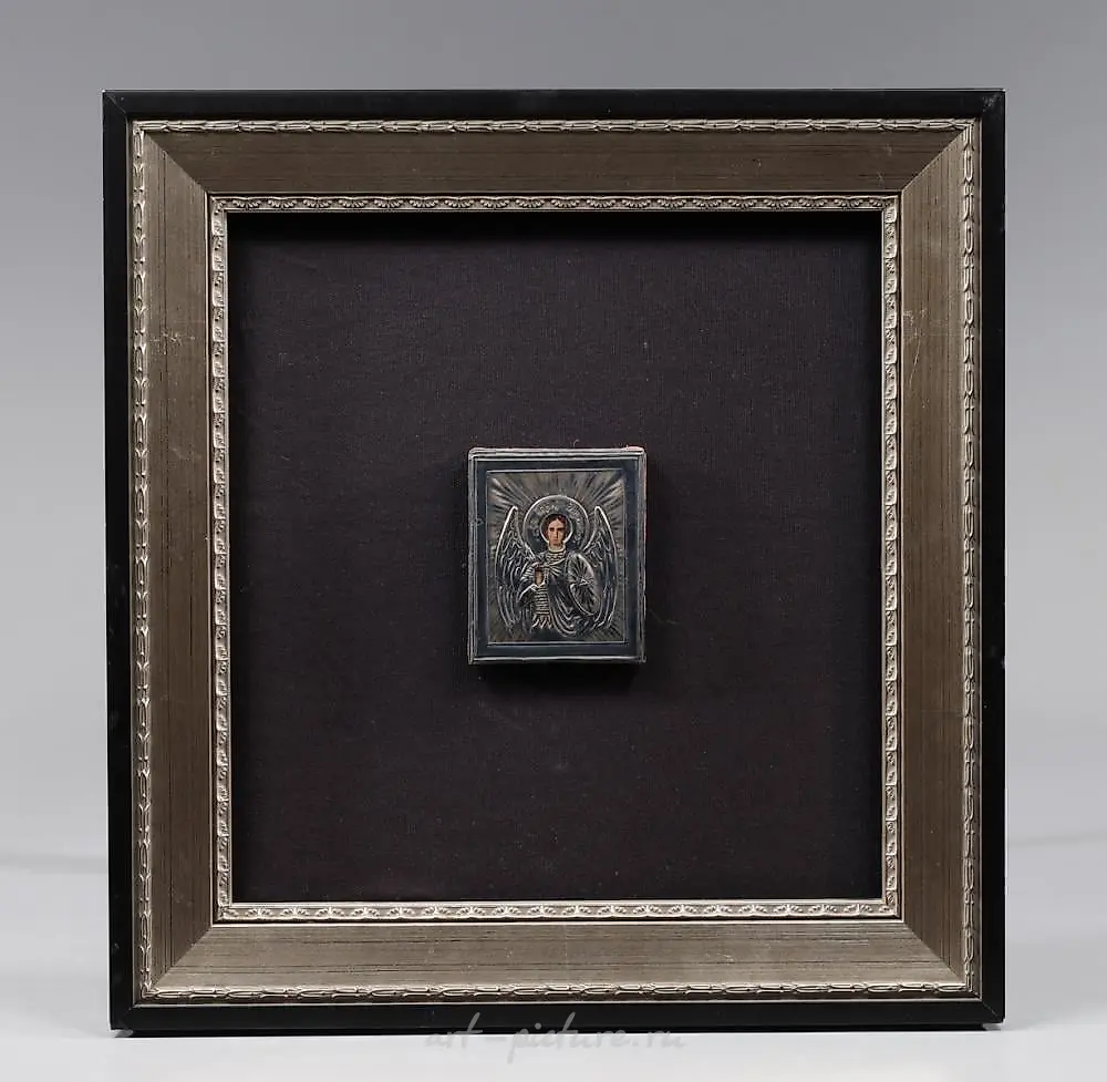 19th century photolithograph mounted Russian icon with silver ... — photo 4