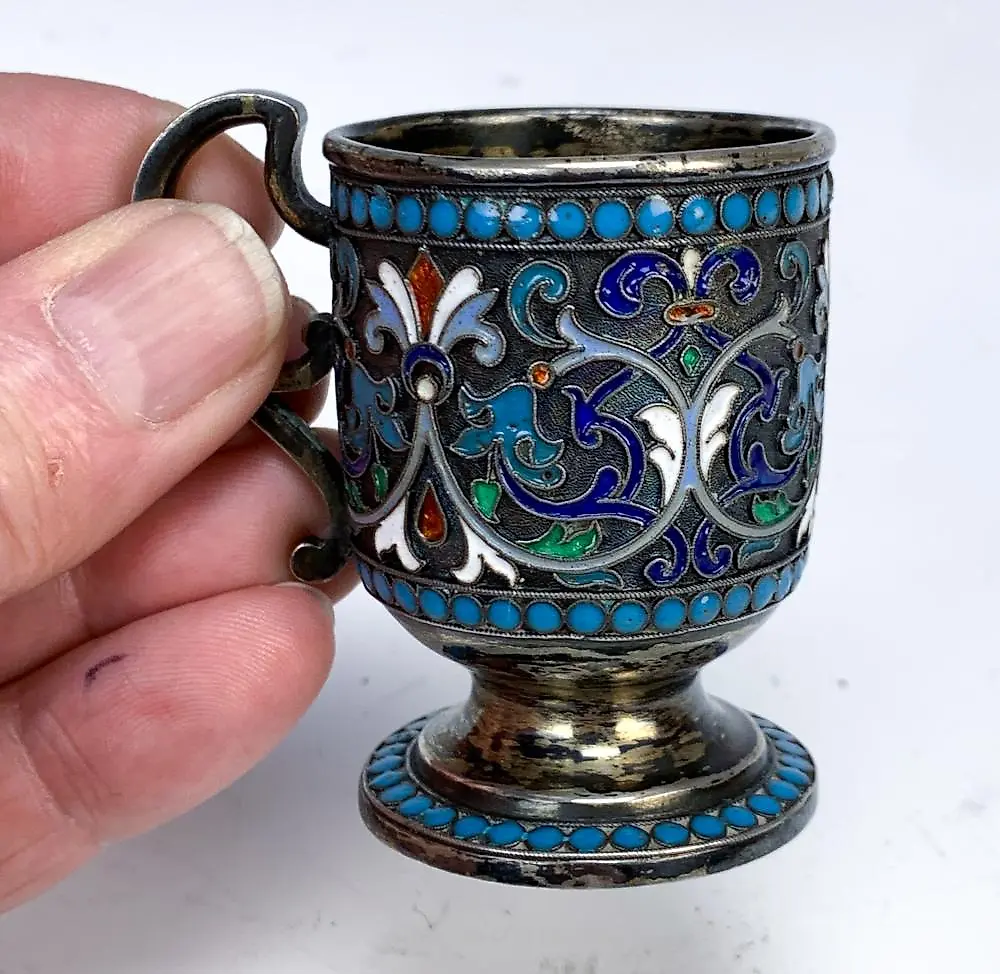 Russian Enamel Silver Mug. Late 19th C. — photo 2