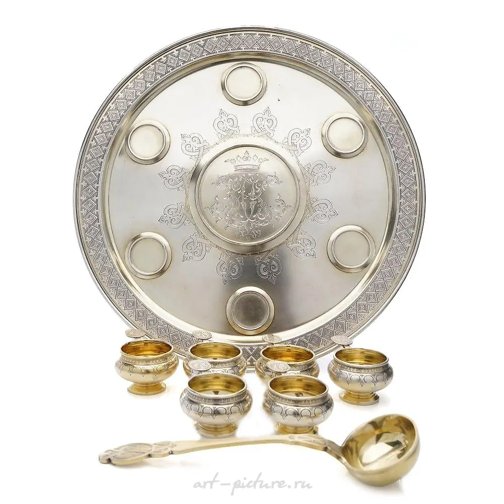 Russian silver gild Punch set by Khlebnikov — photo 11