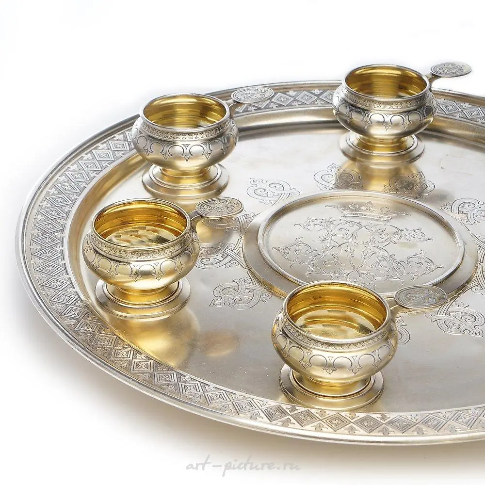 Russian silver gild Punch set by Khlebnikov — photo 6