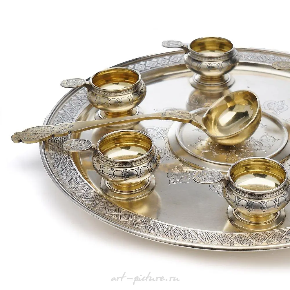 Russian silver gild Punch set by Khlebnikov — photo 10
