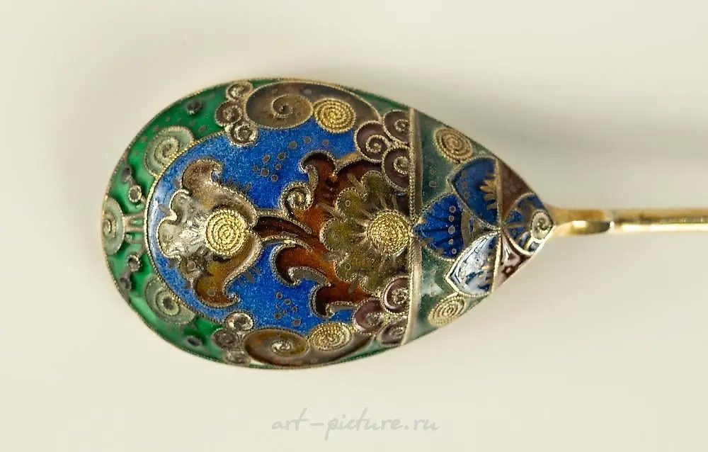 Russian silver and enamel spoon. — photo 3