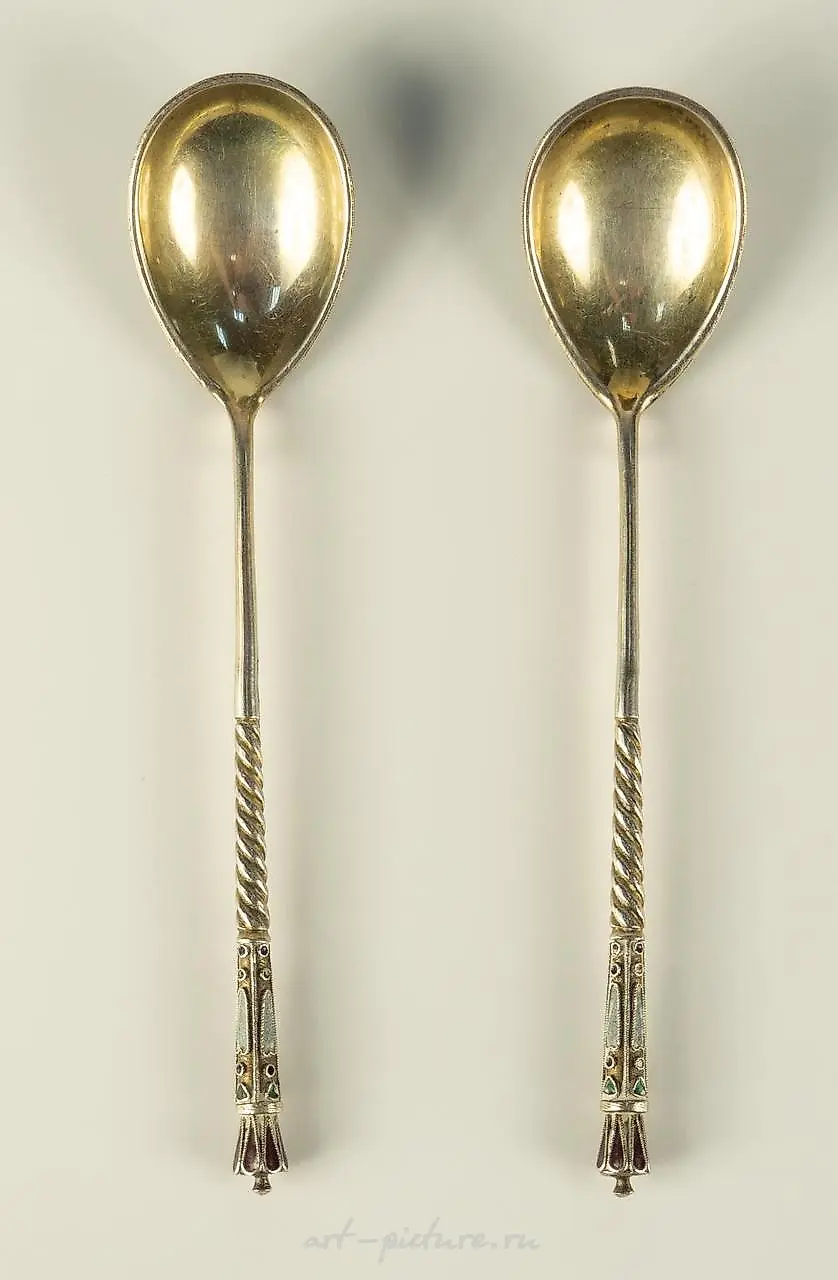 Russian silver and enamel spoon.