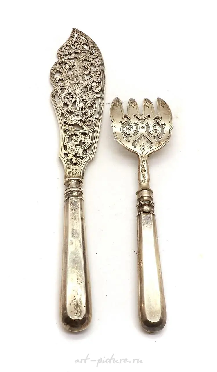 A Russian silver fish knife and fork — photo 4