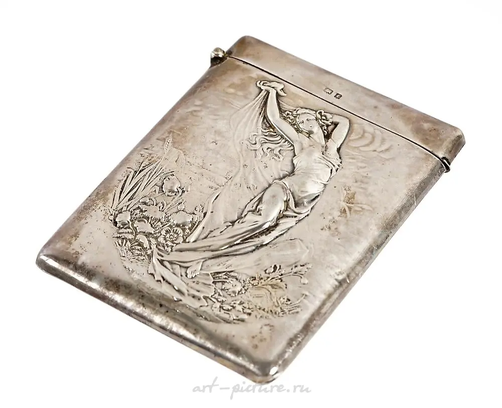 2 Silver Enamel Cigarette Cases Floral & Clover — photo 2