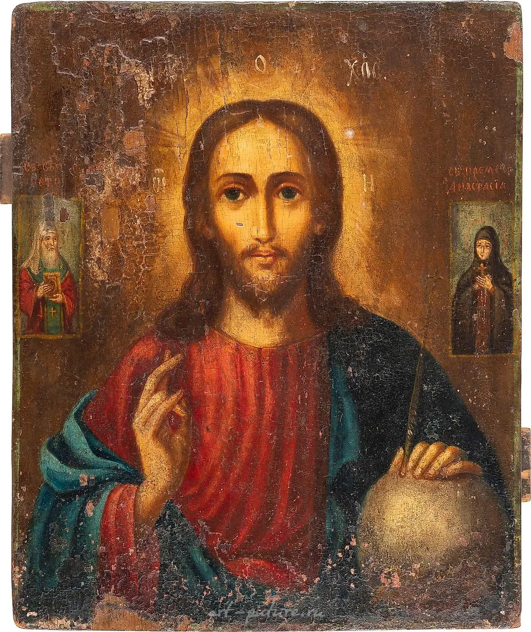 Два иконы, изображающие Христа Пантократора (с серебряным окладом) — фото 2