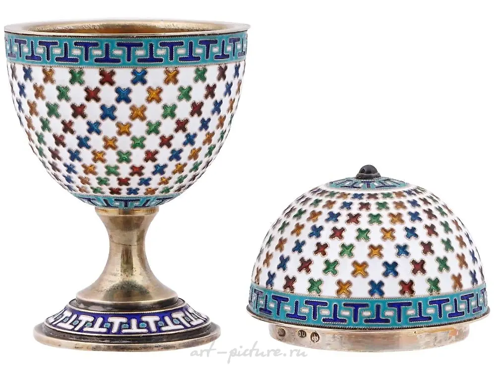 RUSSIAN SILVER PLIQUE A JOUR ENAMEL EGG WITH ICON — photo 4