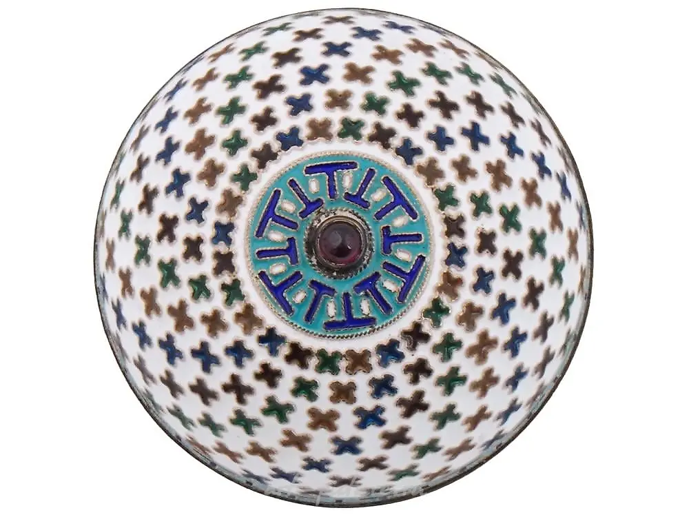 RUSSIAN SILVER PLIQUE A JOUR ENAMEL EGG WITH ICON — photo 6