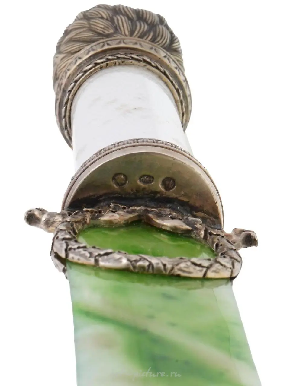 RUSSIAN SILVER ENAMEL JADE BLADE LETTER KNIFE — photo 3