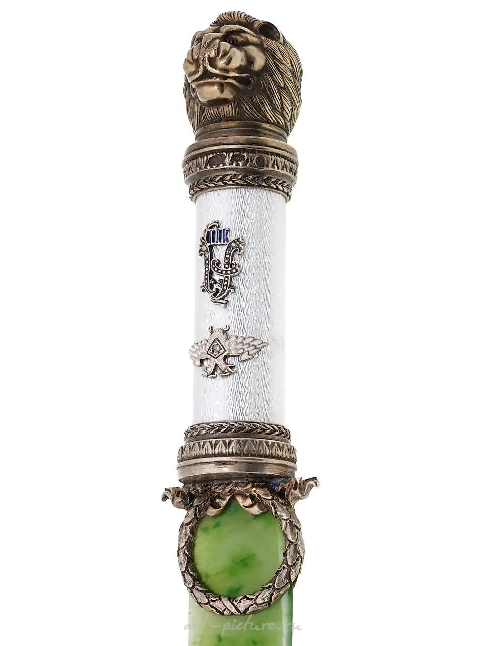 RUSSIAN SILVER ENAMEL JADE BLADE LETTER KNIFE — photo 7