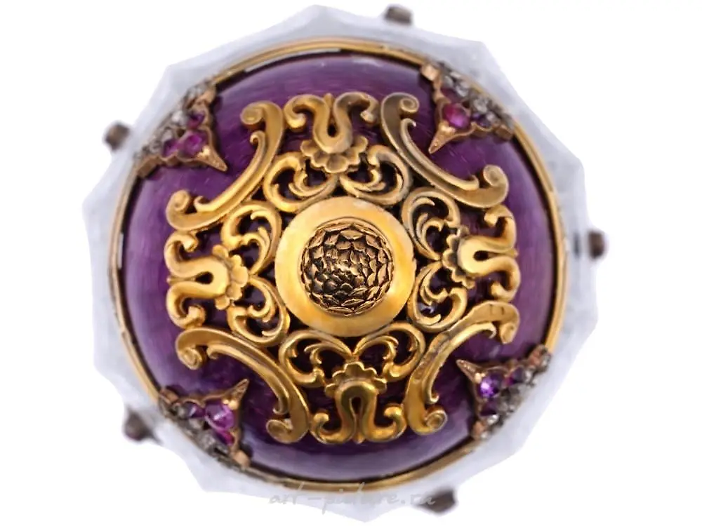 RUSSIAN GILT SILVER ENAMEL RUBY DIAMONDS BOTTLE — photo 4