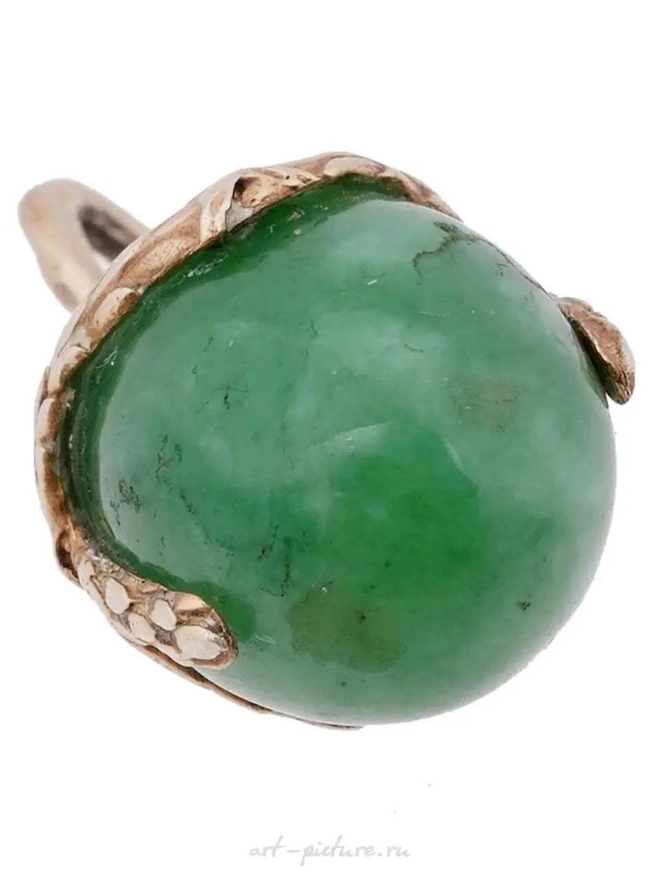 RUSSIAN GILT SILVER JADE EGG PENDANT WITH SNAKE — photo 4