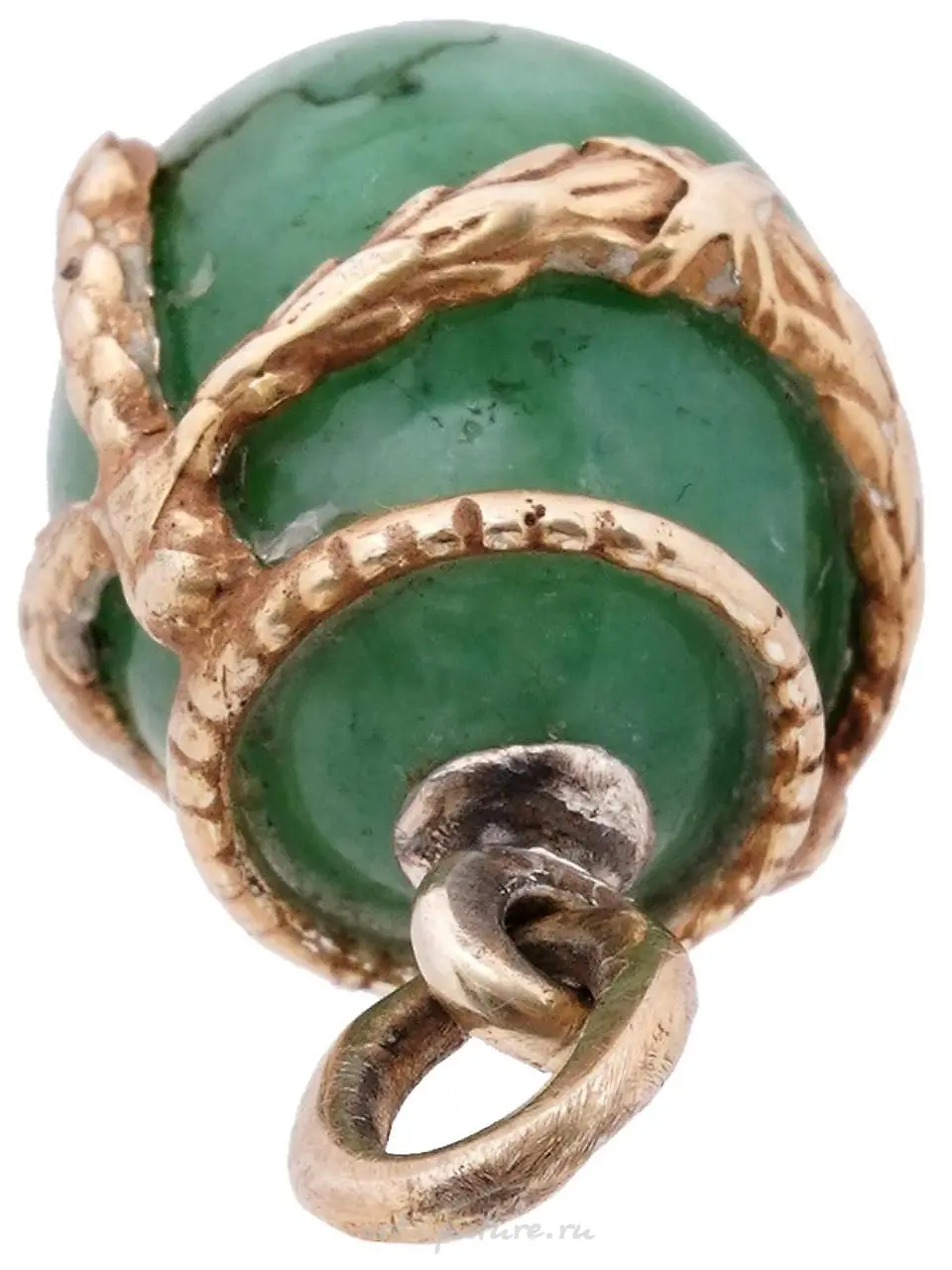 RUSSIAN GILT SILVER JADE EGG PENDANT WITH SNAKE — photo 6