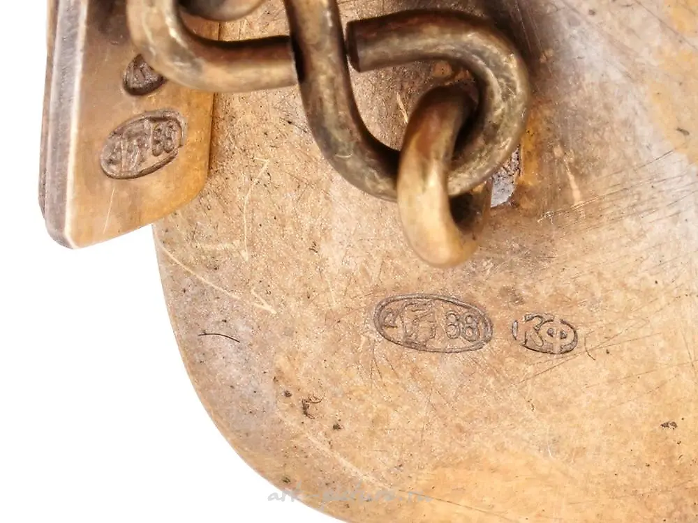 RUSSIAN GILT SILVER NICHOLAS II ALEXANDRA CUFFLINKS — photo 2