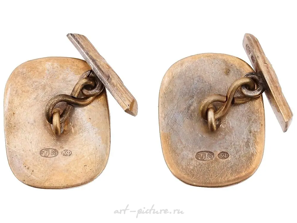 RUSSIAN GILT SILVER NICHOLAS II ALEXANDRA CUFFLINKS — photo 7