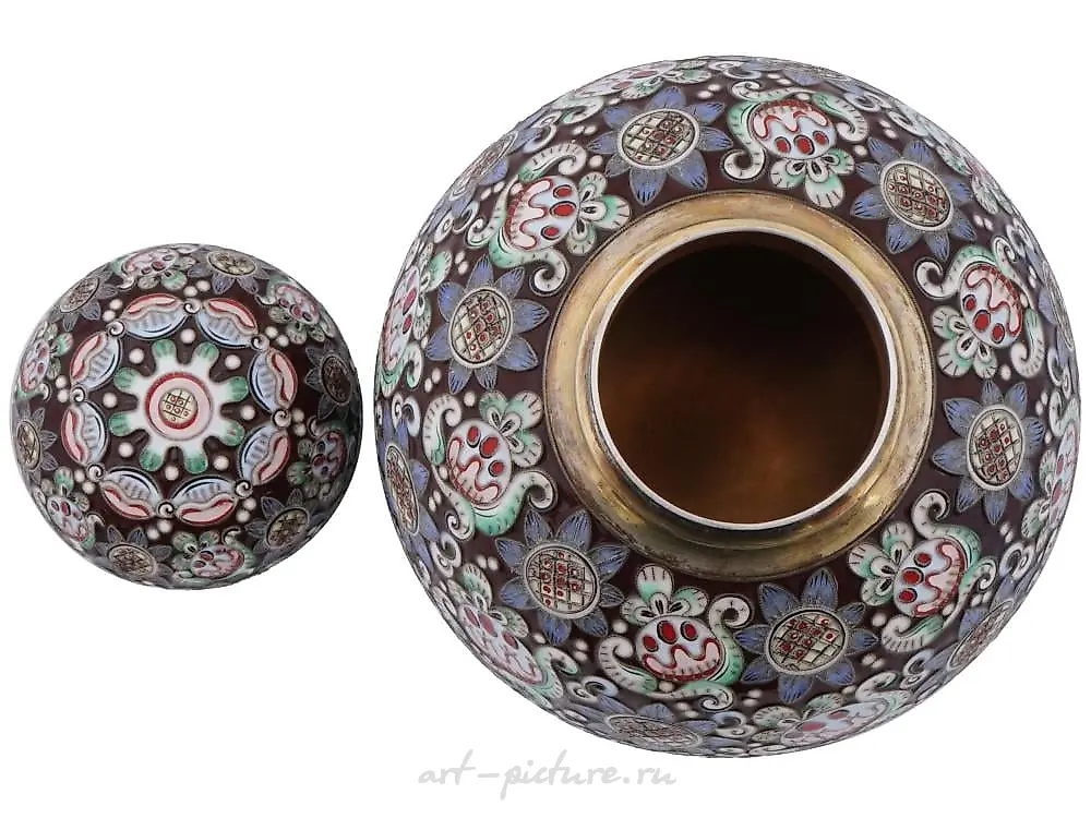 RUSSIAN SILVER GILT AND CLOISONNE ENAMEL PILL BOX — photo 4