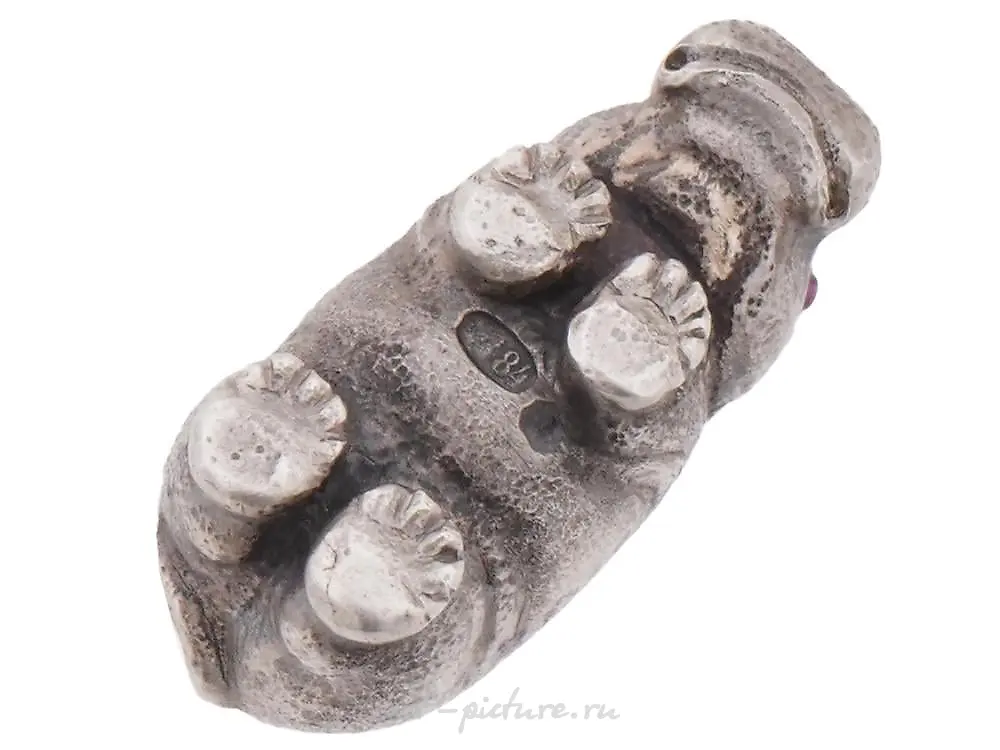 RUSSIAN 84 SILVER FIGURE OF HIPPO WITH RUBY EYES — photo 5