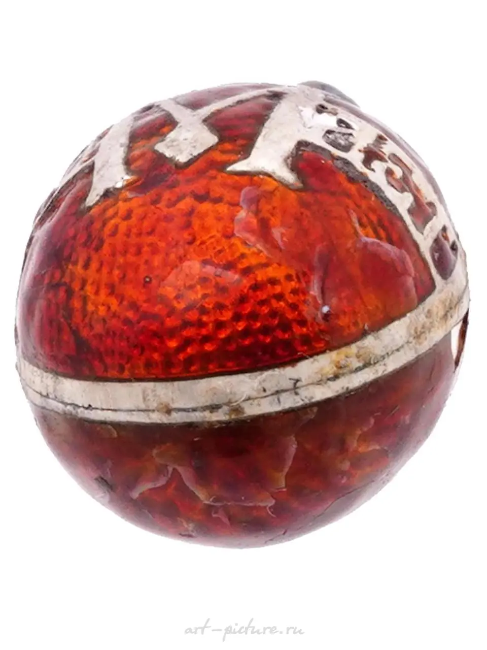 RUSSIAN 88 SILVER AND RED ENAMEL EGG PENDANT — photo 4