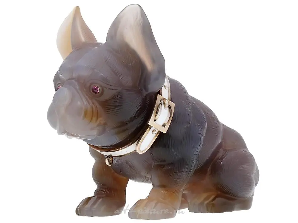 RUSSIAN GILT SILVER AGATE CARVED PELICAN FIGURINE — photo 4