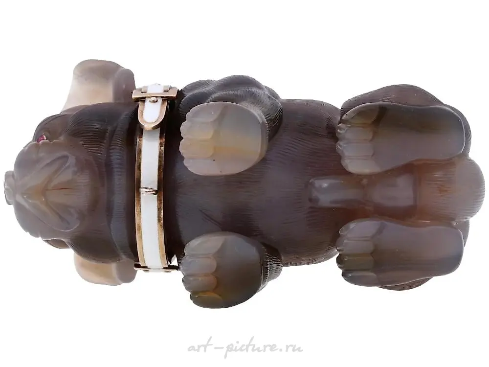 RUSSIAN GILT SILVER AGATE CARVED PELICAN FIGURINE — photo 3