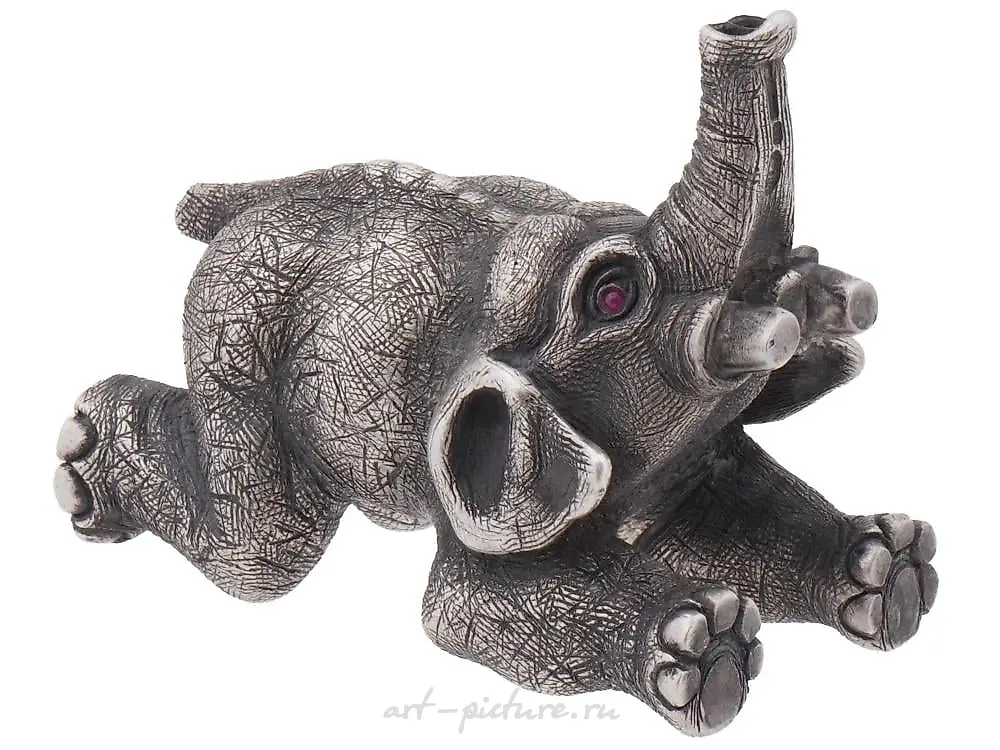RUSSIAN 84 SILVER FIGURE OF HIPPO WITH RUBY EYES