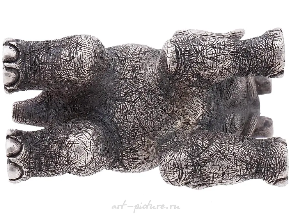 RUSSIAN 84 SILVER FIGURE OF HIPPO WITH RUBY EYES — photo 5