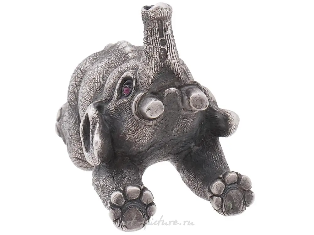 RUSSIAN 84 SILVER FIGURE OF HIPPO WITH RUBY EYES — photo 6