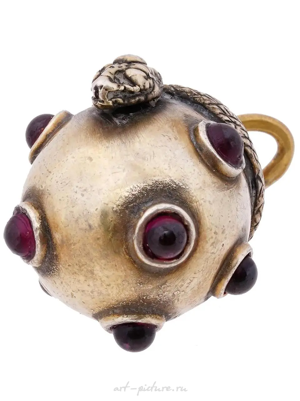 RUSSIAN SILVER RUBY STONES SNAKE FIGURINE PENDANT — photo 6