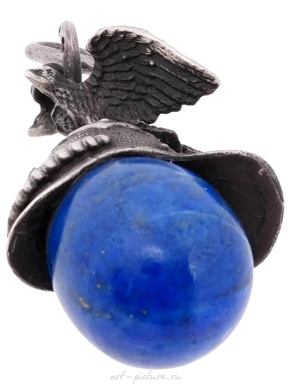 IMPERIAL RUSSIAN SILVER LAPIS LAZULI EGG PENDANT — photo 5