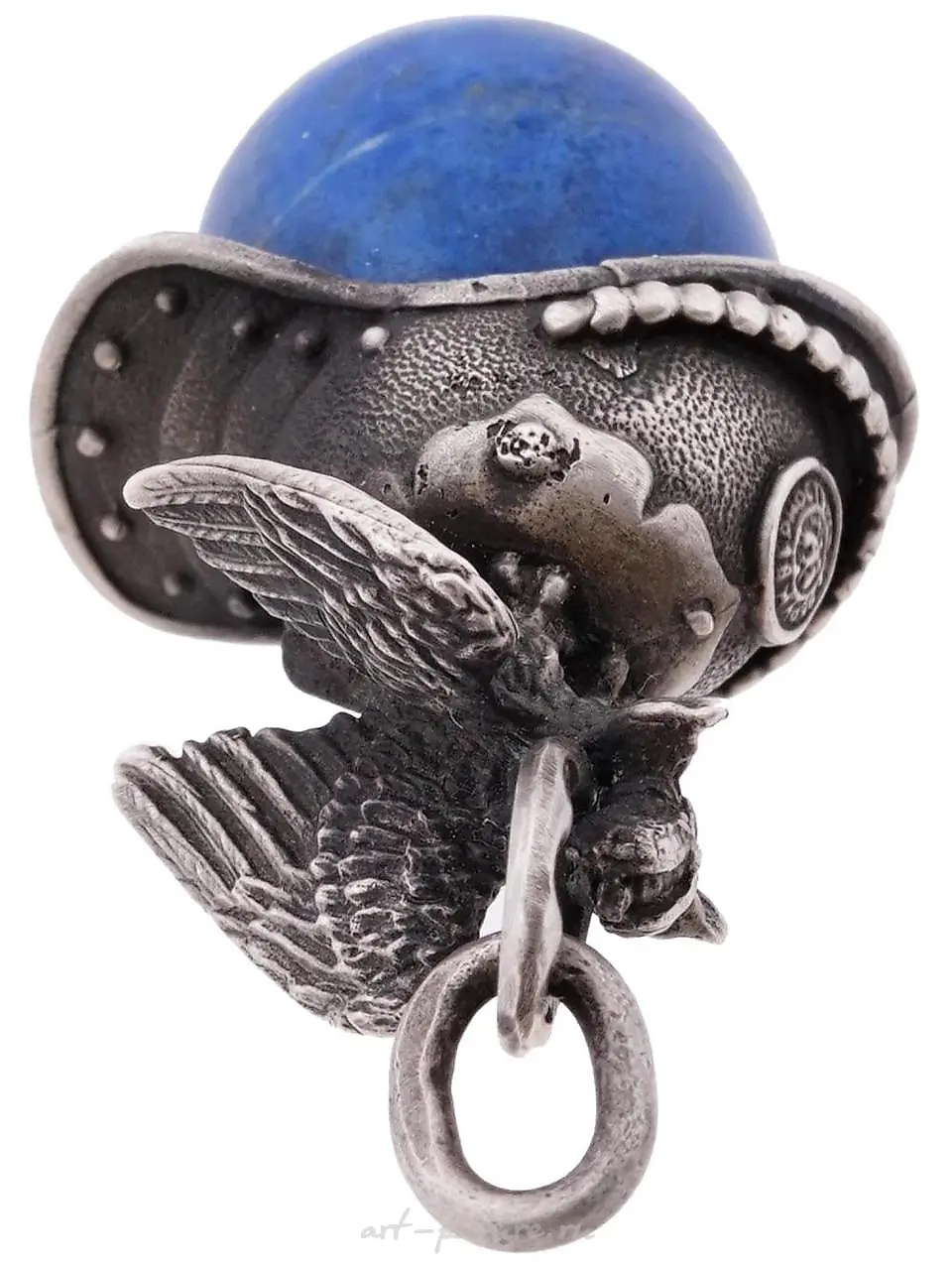 IMPERIAL RUSSIAN SILVER LAPIS LAZULI EGG PENDANT — photo 7