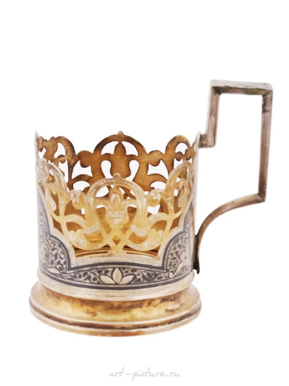 RUSSIAN 84 SILVER VIEW ENGRAVED TEA GLASS HOLDER — photo 4
