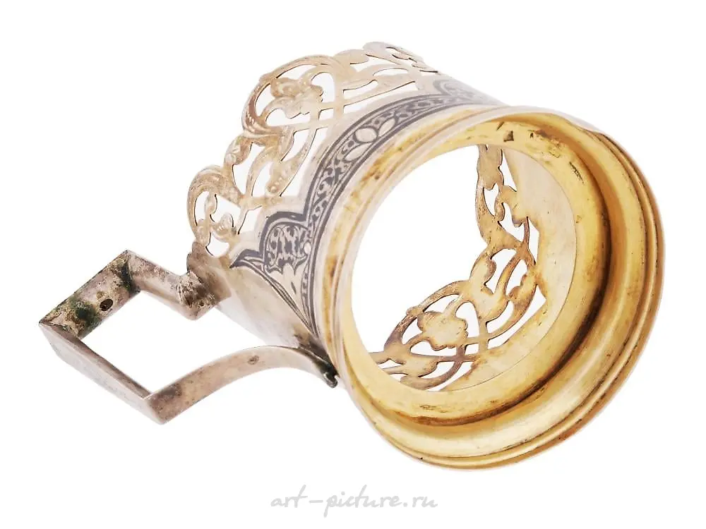 RUSSIAN 84 SILVER VIEW ENGRAVED TEA GLASS HOLDER — photo 3