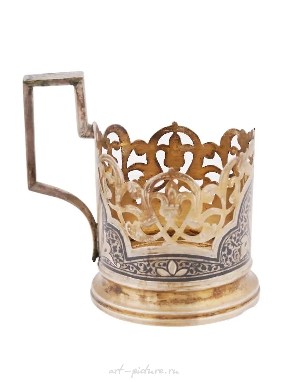 RUSSIAN 84 SILVER VIEW ENGRAVED TEA GLASS HOLDER — photo 6