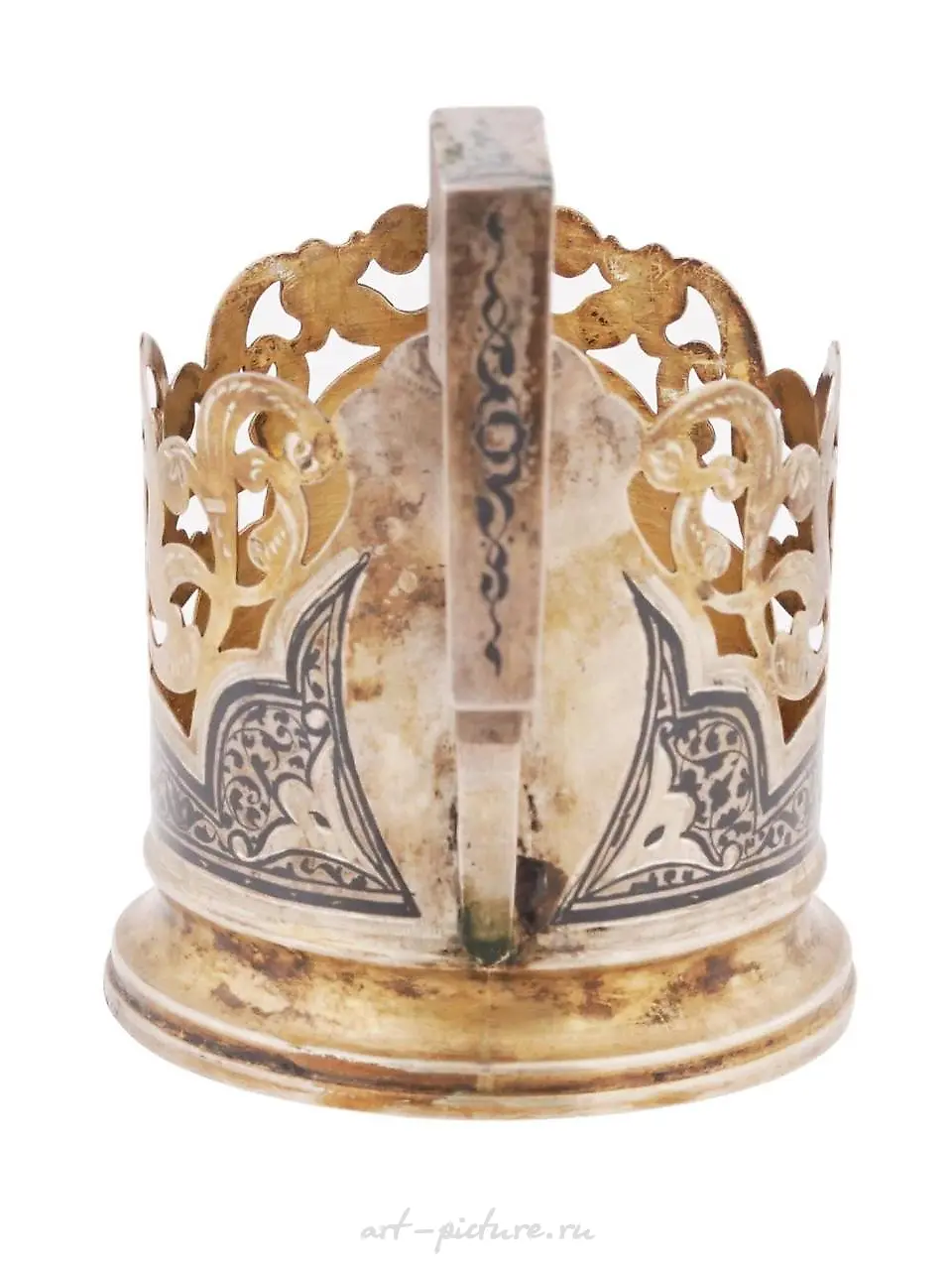 RUSSIAN 84 SILVER VIEW ENGRAVED TEA GLASS HOLDER — photo 9