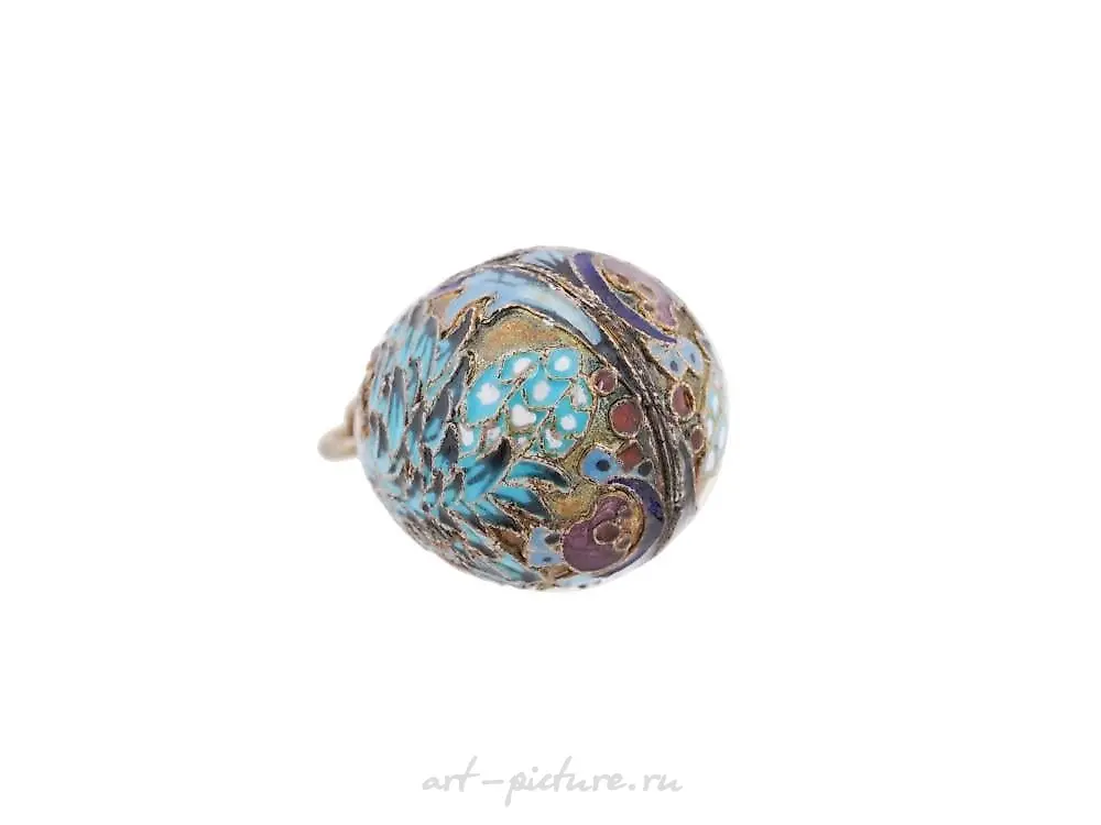 RUSSIAN GILT SILVER CLOISONNE ENAMEL EGG PENDANT — photo 3