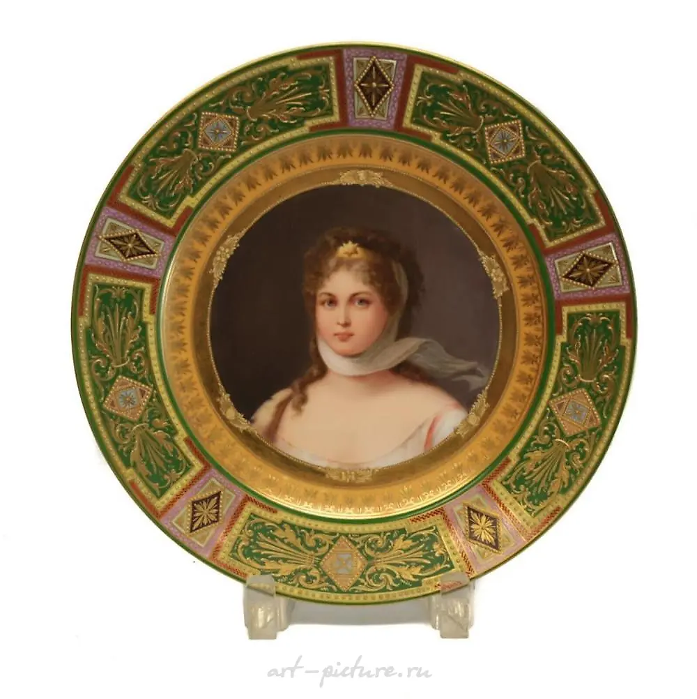 Фарфоровая кабинетная тарелка "Королева Луиза" Royal Vienna XIX века