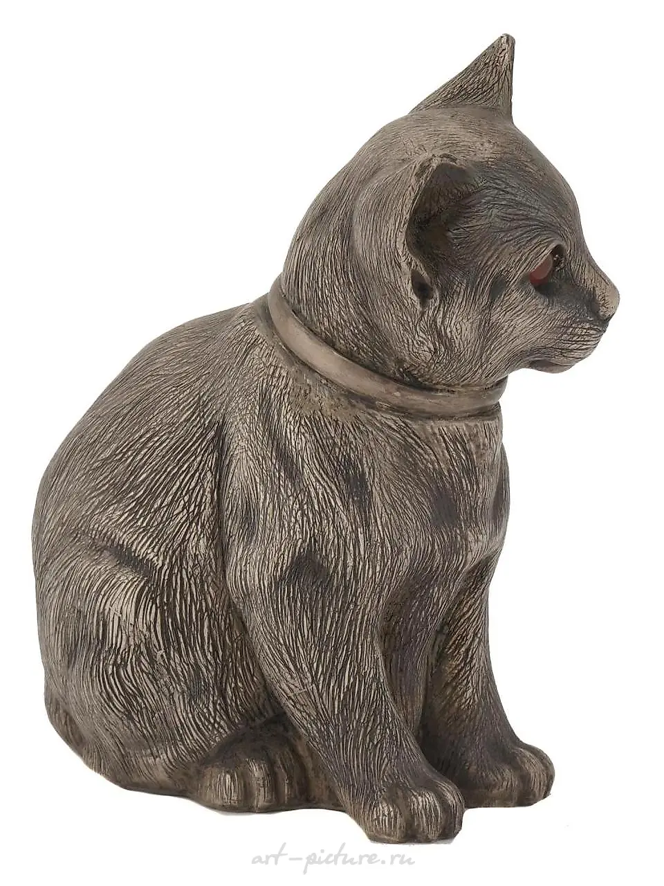 俄罗斯银猫雕塑带有雕刻图案 - 存钱罐 — 照片 5