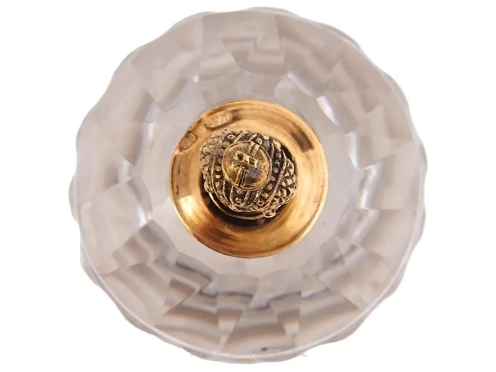 RUSSIAN GILT SILVER ROCK CRYSTAL DIAMONDS STAMP — photo 4